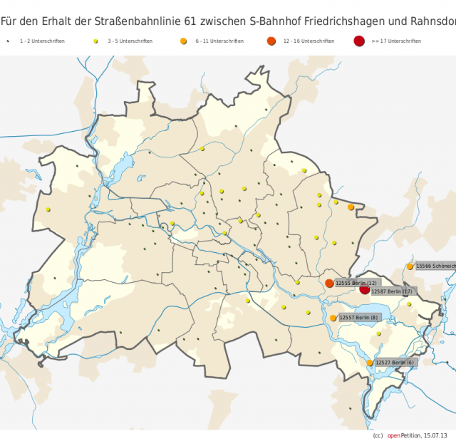 Verteilung der Unterschriften der Petition