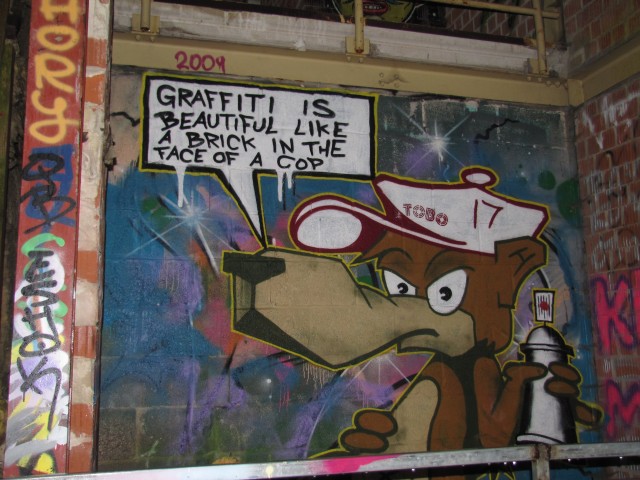 Graffiti is beautiful like a brick in the face of a cop