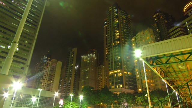 Hong Kong - Hochhäuser bei Nacht
