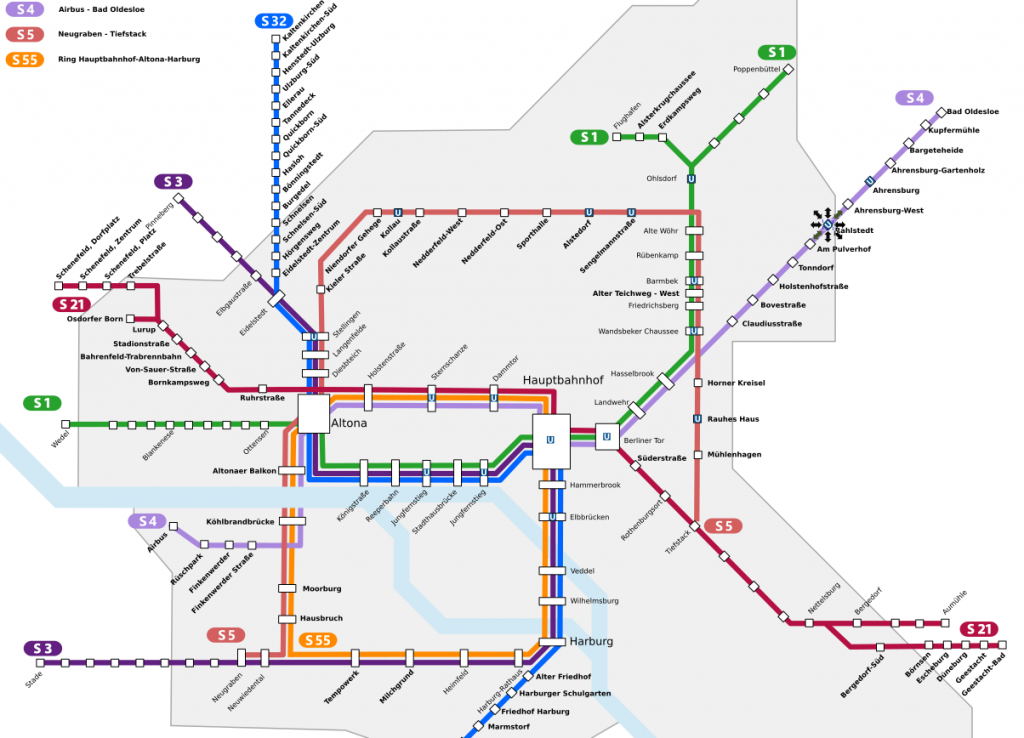 Entwurf eines S-Bahn-Netzes für Hamburg (Grafik)