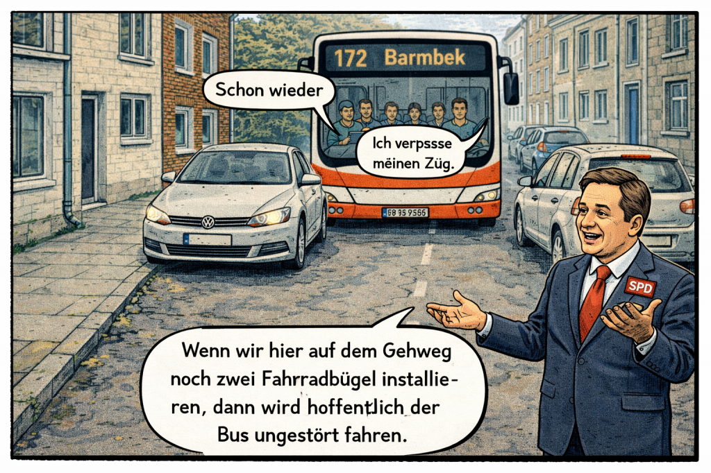 KI-Bild zur Busbehinderung - SPD-Style